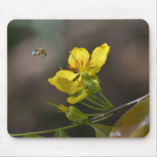 Tapis De Souris abeille, fleur