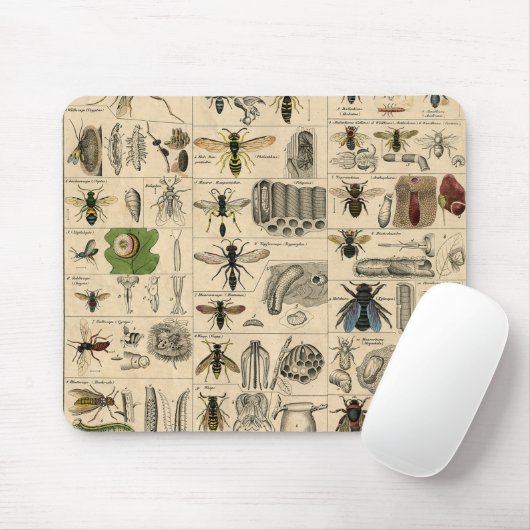 Tapis De Souris Abeille Insecte Bug Wasp Nature Peinture des abeil (Avec souris)