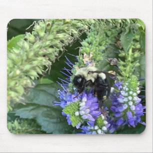 Tapis De Souris Abeille sur la souris à fleurs violettes