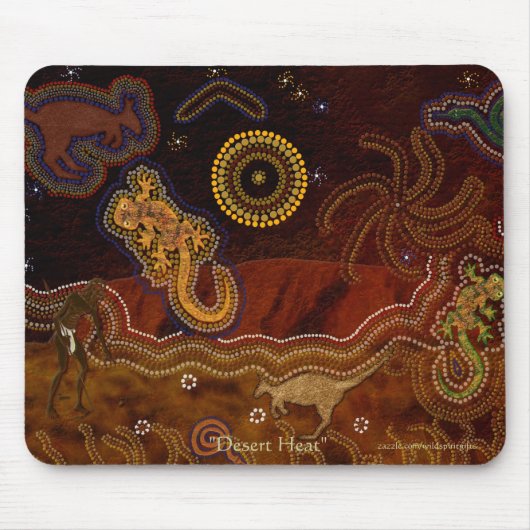 Tapis De Souris Aborigènes australiens Chasse Kangaroo & Geckos (Devant)