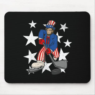 Tapis De Souris Abraham Lincoln Jouer Hockey Amusants 4 juillet ad