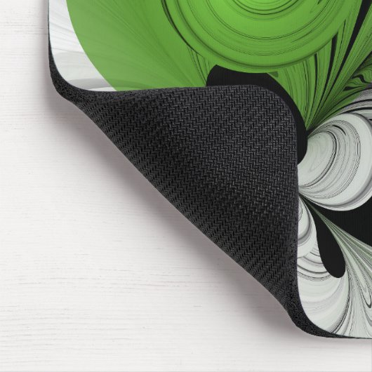 Tapis De Souris Abstract Black and White with Green Fractal Art (Coin)