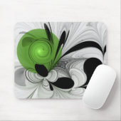 Tapis De Souris Abstract Black and White with Green Fractal Art (Avec souris)