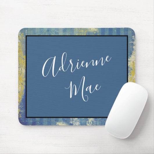 Tapis De Souris Abstract Blue & Gold Framed Personalized (Avec souris)