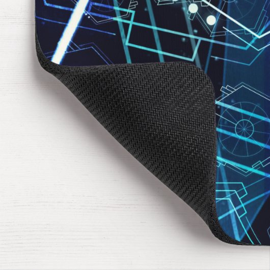 Tapis De Souris Abstract Digital Geometric Data Blue Art (Coin)