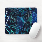 Tapis De Souris Abstract Digital Geometric Data Blue Art (Avec souris)