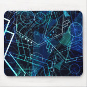 Tapis De Souris Abstract Digital Geometric Data Blue Art (Devant)