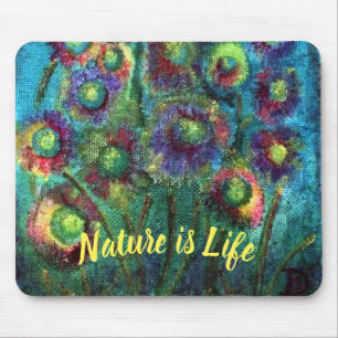Tapis De Souris Abstract Flowers Custom Text