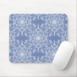 Tapis De Souris Abstract Lacy Fractal Snowflake Pattern on Blue<br><div class="desc">This elegant and lacy fractal snowflake pattern on a blue background with a delicate, abstract modern look is being offered just in time for the holidays. This beautiful snowflake pattern design is perfect for both holiday fashion and home decor items as well as making the perfect gift. There is also...</div>