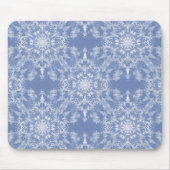 Tapis De Souris Abstract Lacy Fractal Snowflake Pattern on Blue (Devant)