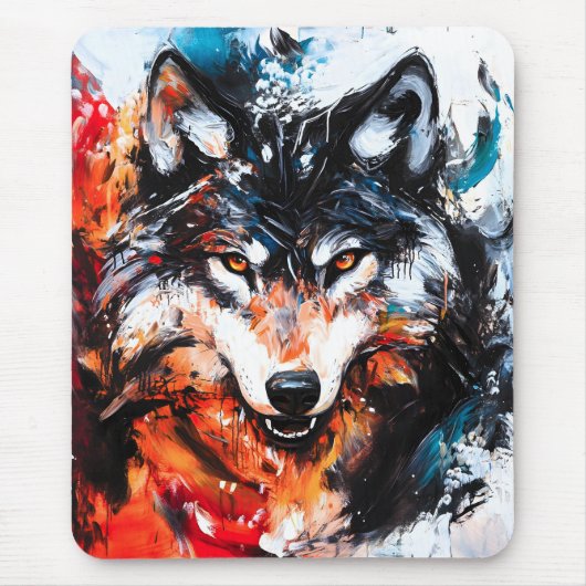 Tapis De Souris Abstract Wild Spirit Wolf (Devant)