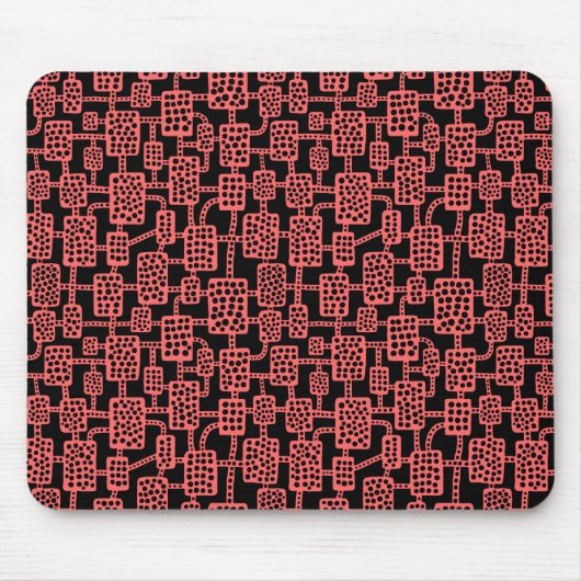 Tapis De Souris Abstrait 041113 - Rose tropicale sur noir (Devant)