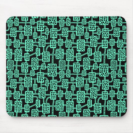 Tapis De Souris Abstrait 041113 - Turquoise sur noir (Devant)