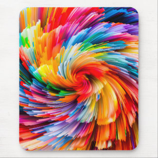 Tapis De Souris Abstrait Arc-en-ciel Tourbillon Moderne Vibrant