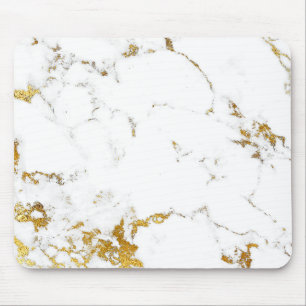 Tapis De Souris Abstrait blanc gris Carrara or marbre urbain