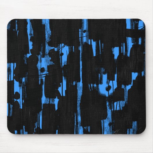 Tapis De Souris Abstrait en noir - Bleu 3399FF (Devant)