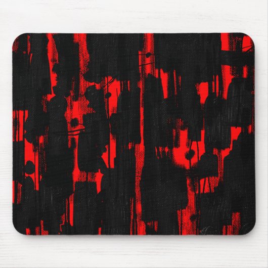 Tapis De Souris Abstrait en noir - rouge (Devant)