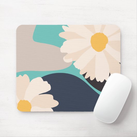 Tapis De Souris Abstrait Floral Turquoise moderne (Avec souris)