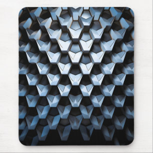 Tapis De Souris Abstrait futuriste bleu géométrique métallique