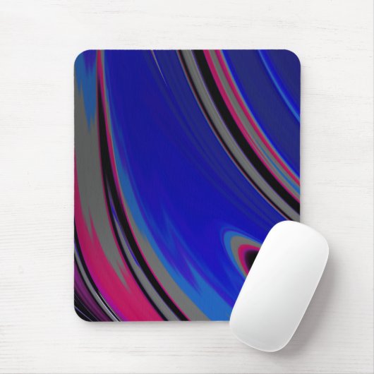 Tapis De Souris Abstrait Gris bleu Magenta Fractal (Avec souris)
