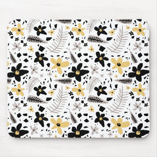 Tapis De Souris Abstrait Gris jaune noir gris sans joint motif flo (Devant)
