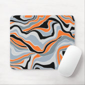 Tapis De Souris Abstrait gris noir et fluide orange (Avec souris)