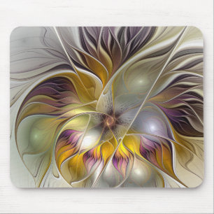 Tapis De Souris Abstrait Imaginaire coloré Fleur moderne Fractal