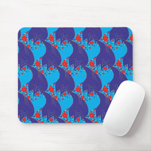 Tapis De Souris Abstrait moderne BLUE et rouge Rainbow gouttes mot (Avec souris)
