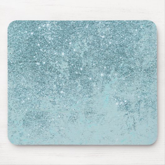 Tapis De Souris Abstrait moderne en parties scintillant turquoise  (Devant)