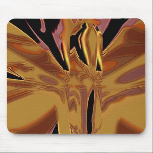 Tapis de souris abstrait moderne or liquide et bro
