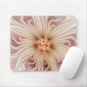 Tapis De Souris Abstrait Moderne Peach Pastel Flower Fractal Art (Avec souris)