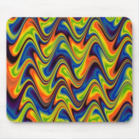 Tapis De Souris Abstrait Multicolore Ondulé (Devant)