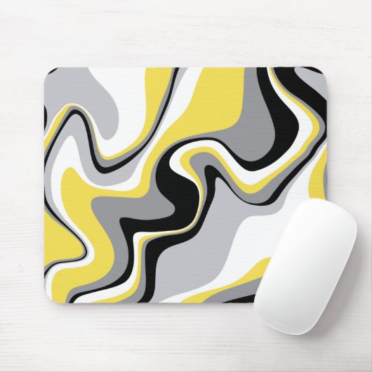 Tapis De Souris Abstrait noir et jaune (Avec souris)