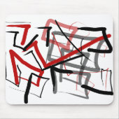 Tapis De Souris Abstrait noir et rouge rayé (Devant)