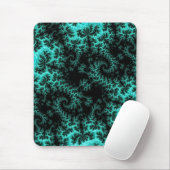Tapis De Souris Abstrait noir Turquoise symétrique fractal (Avec souris)