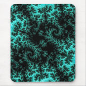 Tapis De Souris Abstrait noir Turquoise symétrique fractal (Devant)