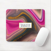 Tapis De Souris Abstrait rose et noir avec perruques d'or (Avec souris)