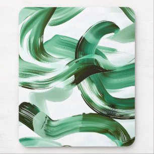 Tapis De Souris Abstrait Traits de Pinceau Vert Minimal Moderne