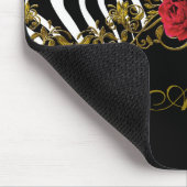 Tapis De Souris Abstraite Fleur Zèbre Rouge Noir Blanc Or (Coin)