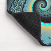 Tapis De Souris Abstraite spirale d'art fractal bleu turquoise ora (Coin)