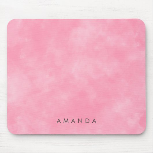 Tapis De Souris Abstraits nuages Pastel Pink Sky Texte personnalis (Devant)