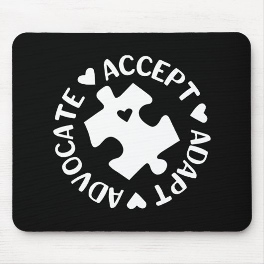 Tapis De Souris Accepter Adapt Advocate Puzzle Pièce Autisme Lauré (Devant)