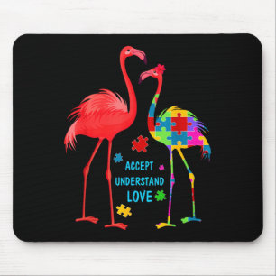 Tapis De Souris Accepter comprendre amour autisme flamant rose puz