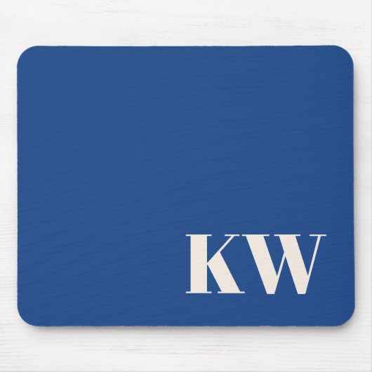 Tapis De Souris Accessoire de bureau classique à monogramme bleu (Devant)