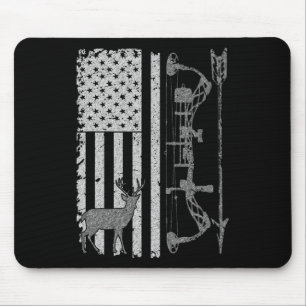Tapis De Souris Accessoires de drapeau American Deer Hunter Bow Hu