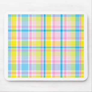 Tapis De Souris Accessoires motifs écossais rose jaune