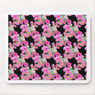 Tapis De Souris Accessoires tendance Pink à motif floral noir