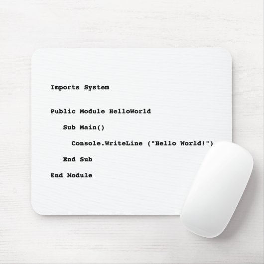 Tapis De Souris Accueil du monde de Visual Basic Hello (Avec souris)