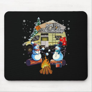 Tapis De Souris Accueil Pour Les Vacances De Noël Snowman Camping