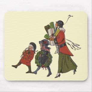 Tapis De Souris Achats de Noël vintage en famille, plaisir garanti